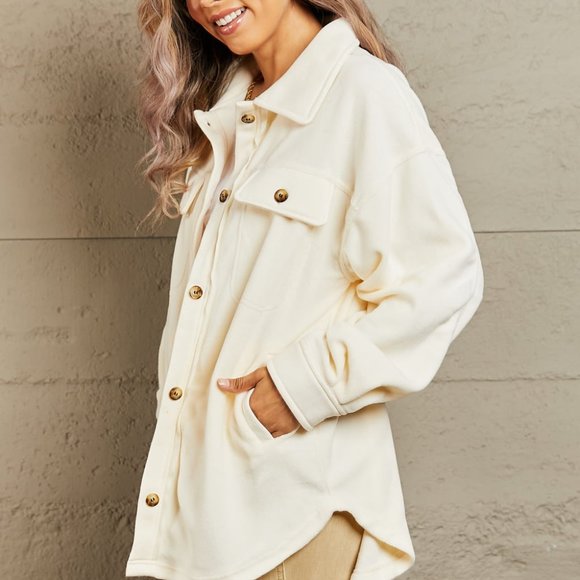 Heimish Cozy Girl Full Size Button Down Shacket - Picture 2 of 10